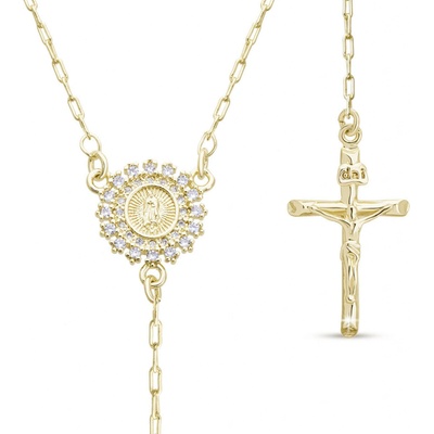 Biju Pozlacený růženec 14k, kruh se zirkony, kuličky 3002204