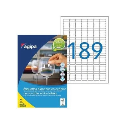 Etikety univerzálne odnímateľné 25,4x10mm Agipa A4 25 hárkov