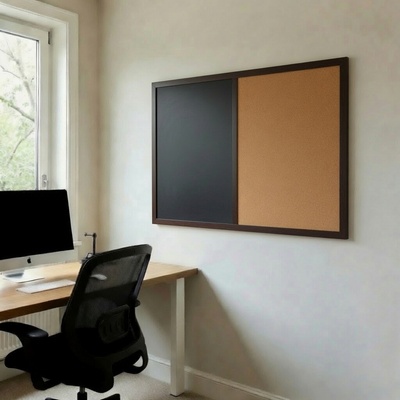 Toptabule.sk Kombinovaná tabuľa čierna v drevenom ráme NATURE LINE Palisander 90 x 60 cm