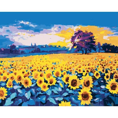 ZUTY Malování podle čísel OBROVSKÉ SLUNEČNICOVÉ POLE Rozměr 40 x 50 cm Rámování vypnuté plátno na rám