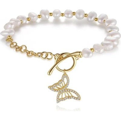 Majya stříbrný náramek s perlami ELA pozlacený 11724