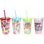 Horecano CN-Акрилна чаша със сламка 500ml. ДЕКОР 4 (0193683) (0193683)