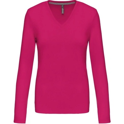 Kariban v-neck k382 / Дамска тениска с дълъг ръкав - фуксия xl (20k38231004)