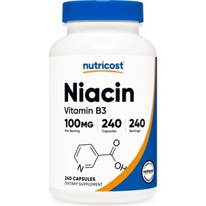 Nutricost Niacin, 100 mg, 240 капсули, Nutricost (67221 (078201) NC)