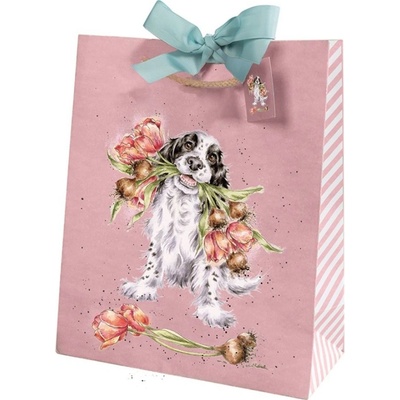 Dárková taška Wrendale Designs "Blooming with Love", velká - Pes, kokršpaněl