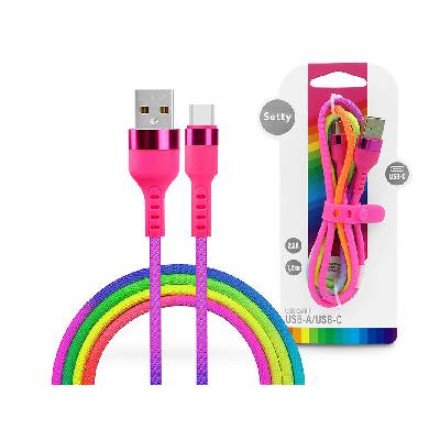 USB - USB Type-C adat- és töltőkábel 1, 2 m-es vezetékkel - Setty Rainbow -5V/2, 1A (SE094179) (SE094179)