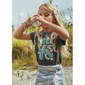 MAYORAL Тениска къс ръкав cut out антрацит за мини момиче Майорал