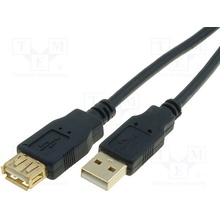 VCom CU202G-B-030-PB USB 2.0, USB A zásuvka, USB A vidlice, zlacený, 3m, černý