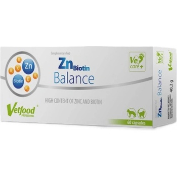 VetFood ZnBiotin Balance - хранителна добавка с цинк и биотин за кучета и котки, 60 капсули - Полша