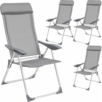 tectake 402181 4 zahradní židle s podhlavníkem - šedá