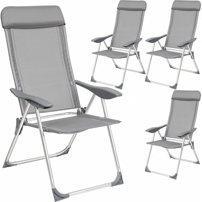tectake 402181 4 zahradní židle s podhlavníkem - šedá