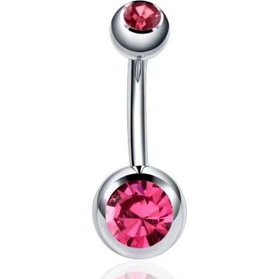 Prosperk Piercing do pupíku růžový krystal S1306