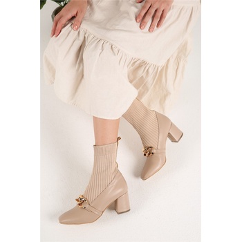 Moda Trend Дамски боти - Бежови #320311 (320311_Бежов)