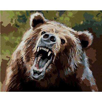 zuty Malování Podle Čísel Medvěd S Otevřenou Tlamou D. Rusty Rust 40 x 50 Cm Plátno Rám