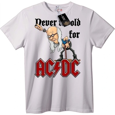 NOONEBRAND Тениска Никога Не Си Твърде Стар за AC/DC - 2XL, Black