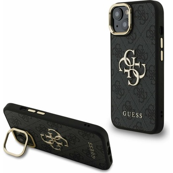 GUESS PU 4G метален лого стойка Camera Frame заден калъф за iPhone 13 черен Guess | Cheren | ЖЕНИ | UNI