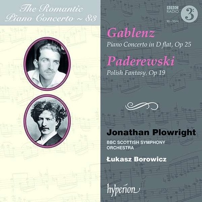 PLOWRIGHT, JONATHAN - GABLENZ & PADEREWSKI: PIANO CONCERTOS CD