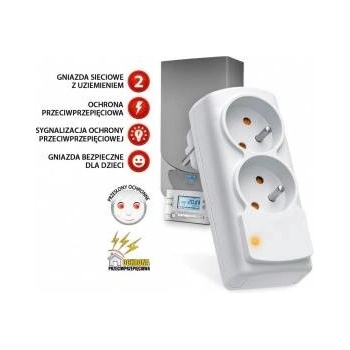 HSK Data mini CO anti-surge power strip 2 sockets grey (W0269)