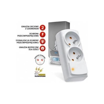 HSK Data mini CO anti-surge power strip 2 sockets grey (W0269)