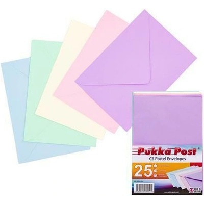 Obálky "Pastel", mix pastelových barev, C6, pogumovaný povrch, PUKKA PAD 9059-ENV
