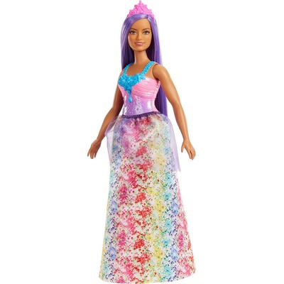 Barbie Kúzelná princezná fialové vlasy a ružová korunka