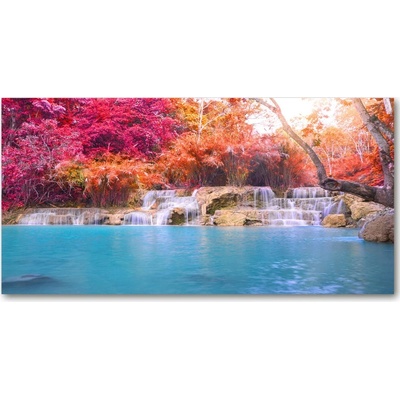 Foto obraz sklo tvrzené Vodopád v lese 100x50 cm