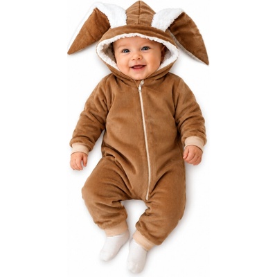 Baby Nellys Menčestrová kombinézka /overal s kožušinkou Cute Bunny béžová