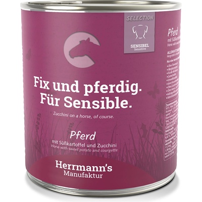 Herrmanns 24х800г Bio-Menu Sensitive Herrmann´s, консервирана храна за кучета - конско с био сладки картофи и тиквички