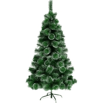 Image 1 of Елха 150 см. зелена с бели връхчета с метална стойка 1128
