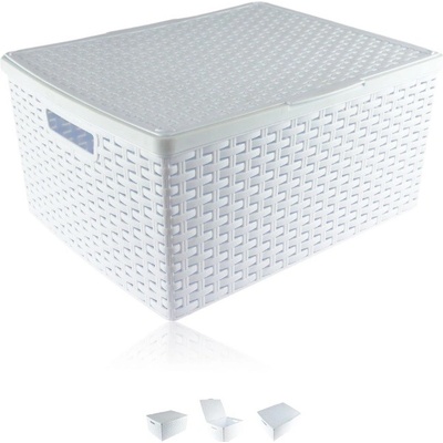 Kombaplast Kôš PH 42,5x35x19,5cm s vekom Rattan biely