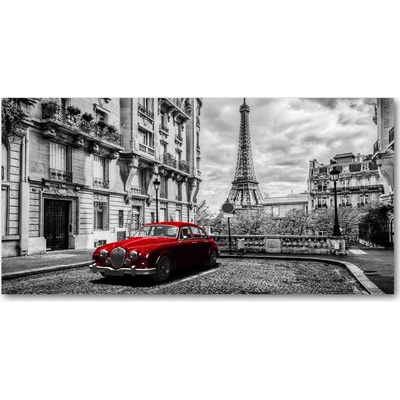 Foto obraz sklo tvrzené červená limuzína 100x50 cm