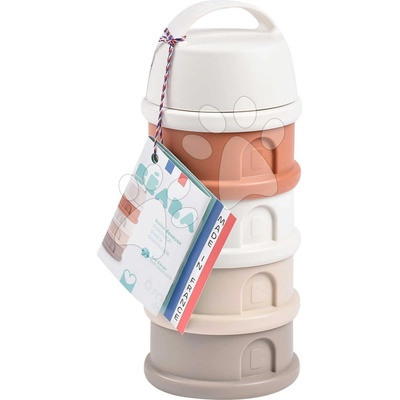 Beaba súprava téglikov na sušené mlieko/desiatu Cotton White/Terracotta