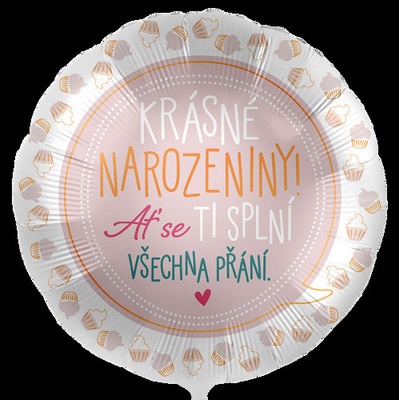 Foliový balonek Krásné narozeniny CZ 43 cm