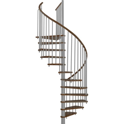Minka STAIRS Kombinované točité schodiště Spiral Wood ořech/šedá pr. 120 cm