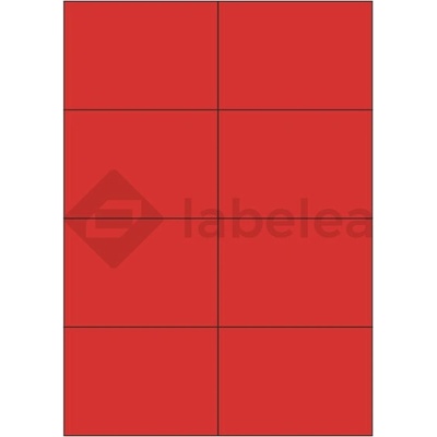 Labelea Samolepiace etikety 105x74 mm farebné papierové, na hárku A4, pre laserovú a atramentovú tlač, Farba etikiet Červená, Počet hárkov v balení 100 EPY105074PR008S