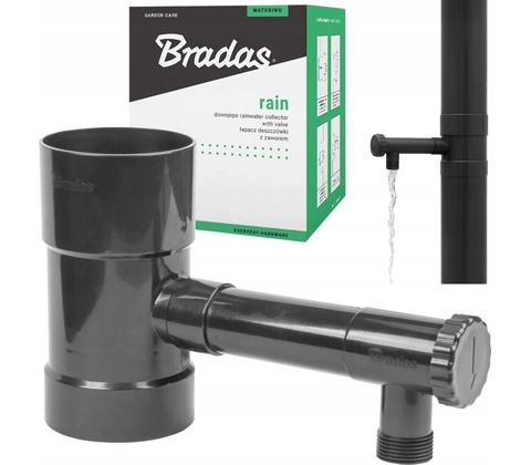 Bradas Lapač Sběrač dešťové vody s ventilem 100 mm černý