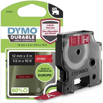 etikety DYMO D1 1978366 vinyl Farba pásky: červená Farba písma:biela 12 mm 3 m