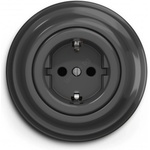 Reblig - ретро стенен контакт с рамка SCHUKO 230V/16A, антрацит (RG0043G)