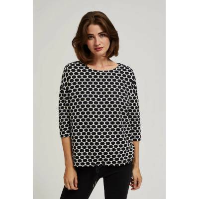 Moodo Blouse with a geometric pattern čierna biela krémová