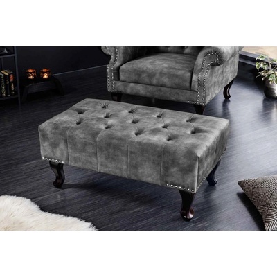 LuxD Dizajnová taburetka Chesterfield sivý zamat