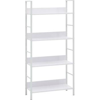 vidaXL Етажерка за книги с 4 рафта, бяла, 60x27, 6x124, 5 см, ПДЧ (288224)