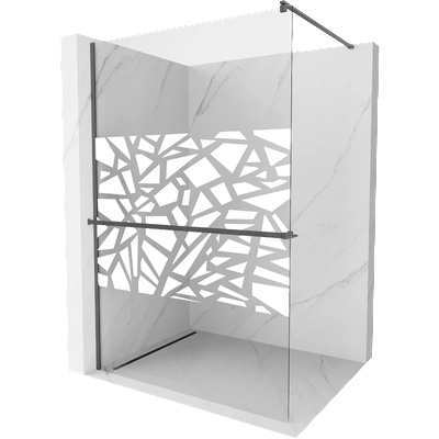 Mexen Kioto+ душ кабина с рафт Walk-in 80 x 200 cm, бял орнамент, четка Gun Gray - 800-080-121-66-85 (800-080-121-66-85)