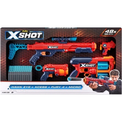 Zuru X-Shot Excel Combo Hawk Eye amp; Xcess amp; Fury 4 amp; Micro