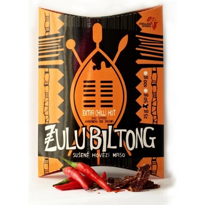 Zulu Biltong Extra Hot Chilli Sušené hovězí maso 100 g