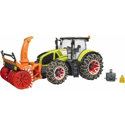 Bruder Traktor Claas Axion 950 so snehovými reťazami a snehovou frézou 03017 1:16