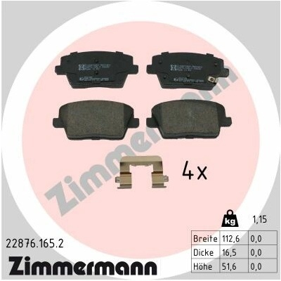 ZIMMERMANN Sada brzdových platničiek kotúčovej brzdy 22876.165.2