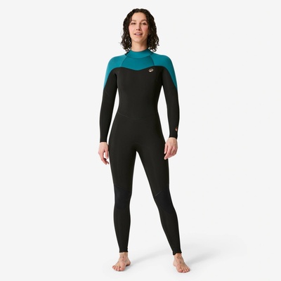 DECATHLON 500 4/3 mm zips na chrbte čierno-zelený Dámsky