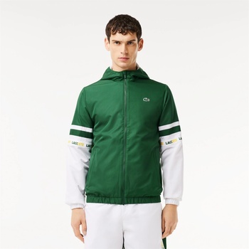 Image 1 of Lacoste Яке Lacoste Men's Stripe Track Water Repellent Wind Resistant Long Sleeve Softshell Jacket - Green/White