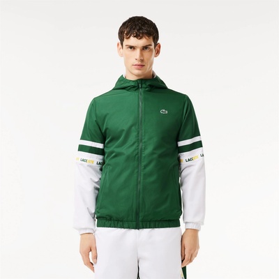 Lacoste Яке Lacoste Men's Stripe Track Water Repellent Wind Resistant Long Sleeve Softshell Jacket - Green/White