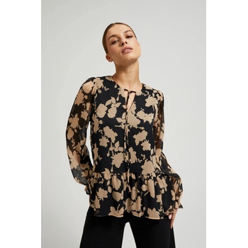 Moodo Черна риза с бежов принт Moodo Moodo | Cheren | ЖЕНИ | XS